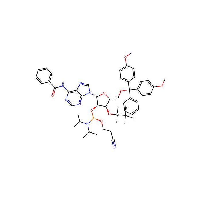 Adenosine, N-benzoyl-5'-O-[bis(4-methoxyphenyl)phenylmethyl]-3'-O-[(1,1-dimethylethyl)dimethylsilyl]-, 2'-[2-cyanoethyl N,N-bis(1-methylethyl)phosphoramidite] - ≥98% CAS No(129451-75-8) by Aladdin Scientific