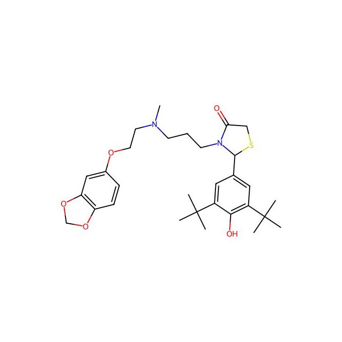 3-[3-[2-(1,3-Benzodioxol-5-yloxy)ethyl-methylamino]propyl]-2-(3,5-ditert-butyl-4-hydroxyphenyl)-1,3-thiazolidin-4-one -  CAS No(180090-15-7) by Aladdin Scientific