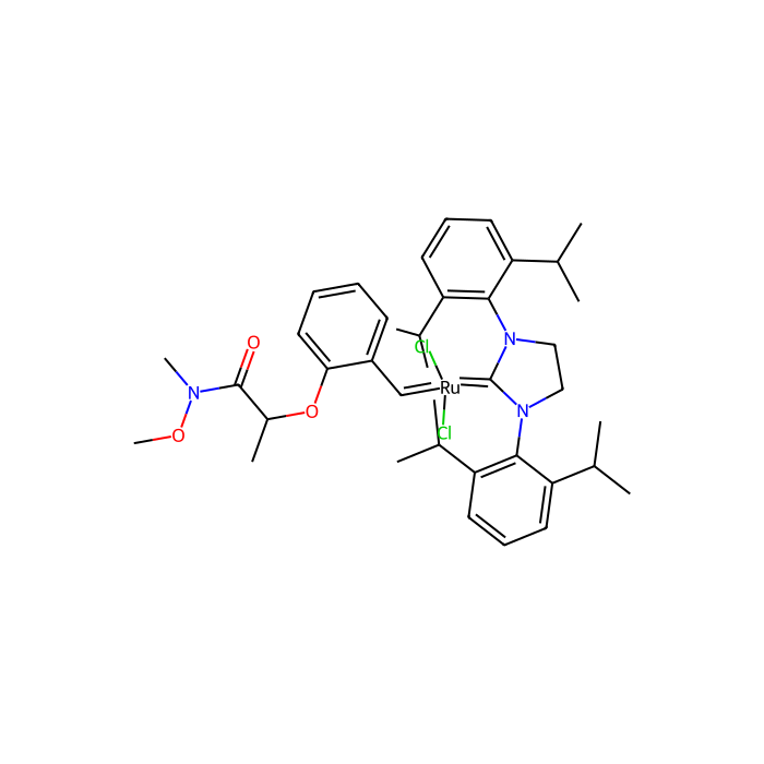 [1,3-Bis(2,6-di-i-propylphenyl)imidazolidin-2-ylidene]{2-[[1-(methoxy(methyl)amino)-1-oxopropan-2-yl]oxy]benzylidene}ruthenium(II) - ≥97%, dichloride GreenCat CAS No(1448663-06-6) by Aladdin Scientific