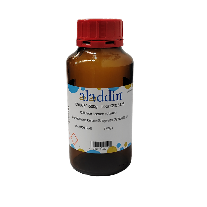 Cellulose acetate butyrate(CAB) - Cellulose acetate butyrate, Acetyl content 2%, butyryl content 53%, Viscosity 0.01-0.03 CAS No(9004-36-8) by Aladdin Scientific