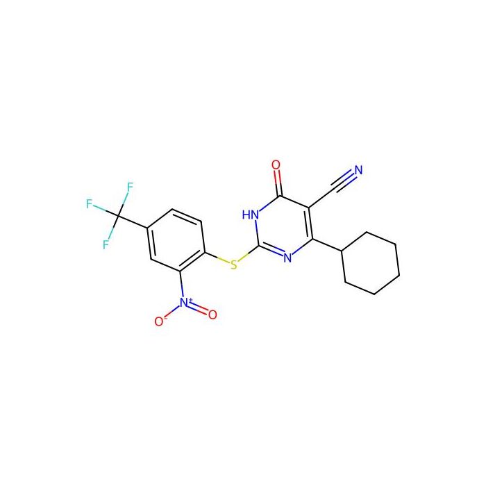4-Cyclohexyl-2-[2-nitro-4-(trifluoromethyl)phenyl]sulfanyl-6-oxo-1H-pyrimidine-5-carbonitrile - ≥99% CAS No(301177-36-6) by Aladdin Scientific