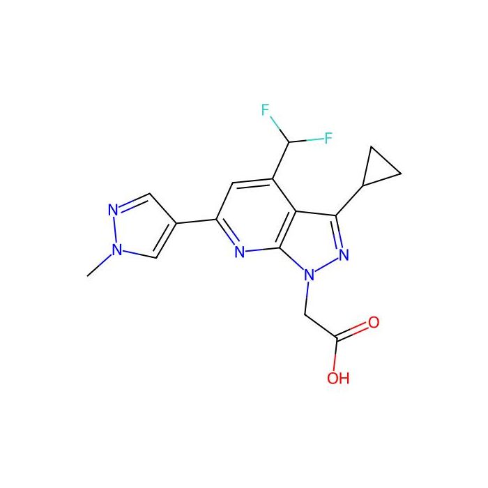 2-(3-Cyclopropyl-4-(difluoromethyl)-6-(1-methyl-1H-pyrazol-4-yl)-1H-pyrazolo[3,4-b]pyridin-1-yl)acetic acid - ≥97% CAS No(1006445-08-4) by Aladdin Scientific