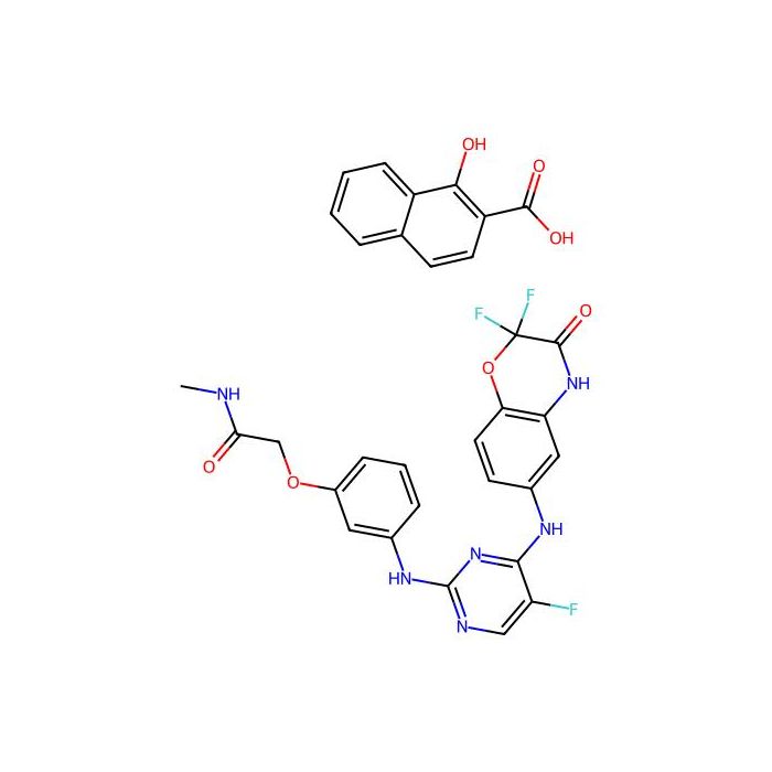 2-{3-[4-(2,2-difluoro-3-oxo-3,4-dihydro-2H-benzo[1,4]oxazin-6-ylamino)5-fluoro-pyrimidin-2-ylamino]phenoxy}N-methyl-acetamide 1-hydroxy-2-napthoic acid salt -  CAS No(25195511) by Aladdin Scientific