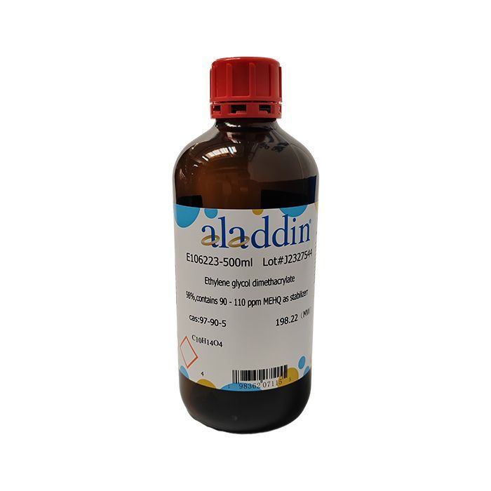 Ethylene glycol dimethacrylate(EGDMA) - ≥98%, contains 90 - 110 ppm MEHQ as stabilizerr CAS No(97-90-5) by Aladdin Scientific