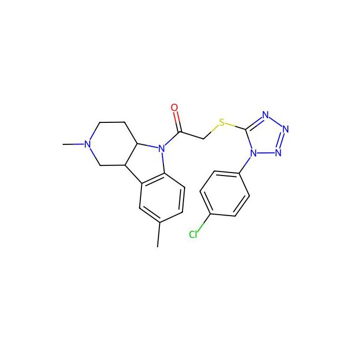 Ethanone, 2-((1-(4-chlorophenyl)-1H-tetrazol-5-yl)thio)-1-(1,2,3,4,4a,9b-hexahydro-2,8-dimethyl-5H-pyrido(4,3-b)indol-5-yl)- -  CAS No(442656-02-2) by Aladdin Scientific