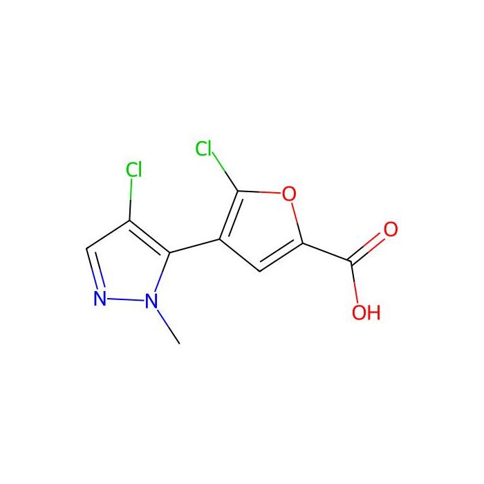 2-Furancarboxylic acid, 5-chloro-4-(4-chloro-1-methyl-1H-pyrazol-5-yl)- - ≥96% CAS No(1047629-15-1) by Aladdin Scientific