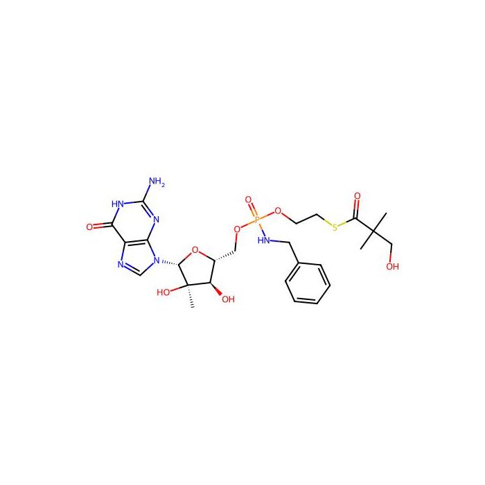 Guanosine, 2'-C-methyl-, 5'-(2-((3-hydroxy-2,2-dimethyl-1-oxopropyl)thio)ethyl N-(phenylmethyl)phosphoramidate) - ≥99% CAS No(1036915-08-8) by Aladdin Scientific
