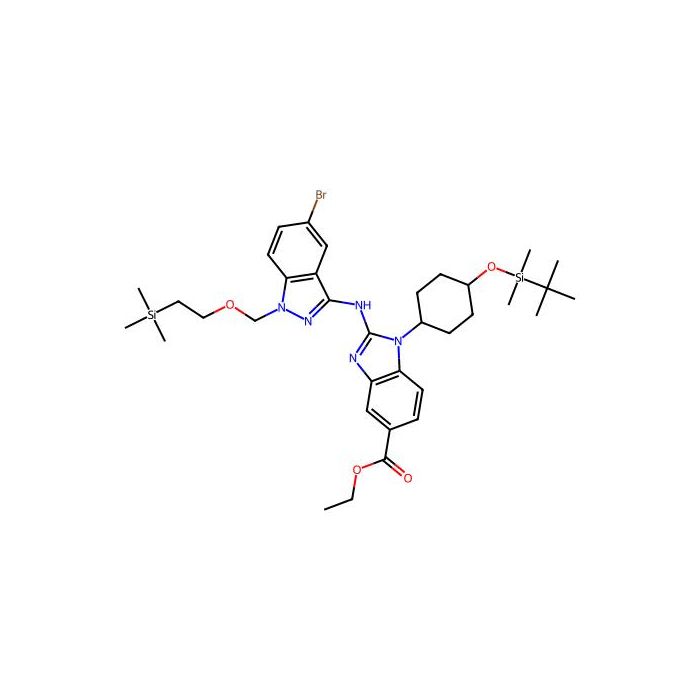1H-Benzimidazole-5-carboxylic acid, 2-[[5-bromo-1-[[2-(trimethylsilyl)ethoxy]methyl]-1H-indazol-3-yl]amino]-1-[trans-4-[[(1,1-dimethylethyl)dimethylsilyl]oxy]cyclohexyl]-, ethyl ester - ≥95% CAS No(1012104-44-7) by Aladdin Scientific