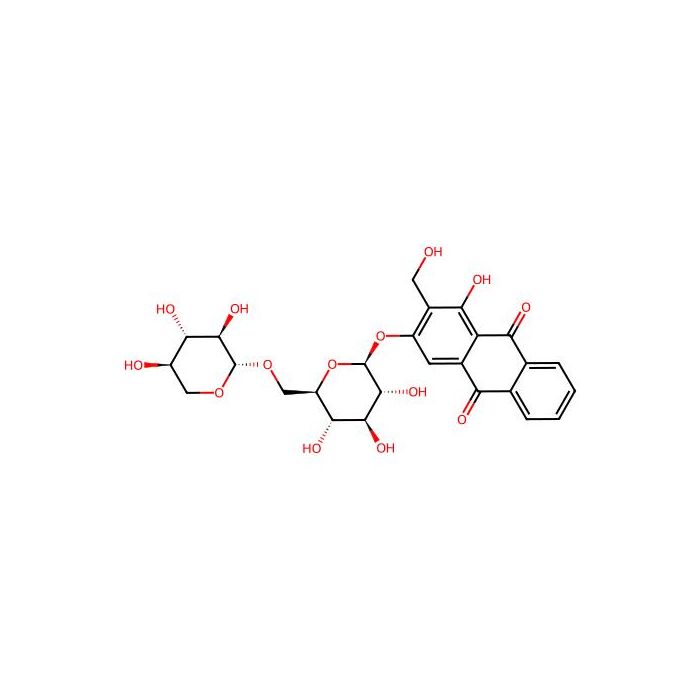 1-Hydroxy-2-(hydroxymethyl)-3-[(2S,3R,4S,5S,6R)-3,4,5-trihydroxy-6-[[(2S,3R,4S,5R)-3,4,5-trihydroxyoxan-2-yl]oxymethyl]oxan-2-yl]oxyanthracene-9,10-dione - ≥99% CAS No(29706-59-0) by Aladdin Scientific