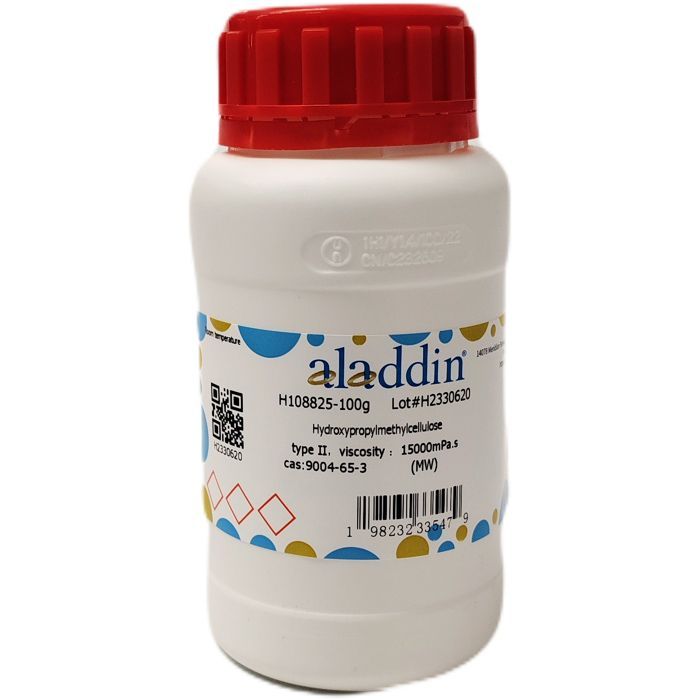 Hydroxypropylmethylcellulose - Substitution type 2208, viscosity: 15000mPa. s, methoxy group: 19-24%; Hydroxypropyl group: 4.0-12% CAS No(9004-65-3) by Aladdin Scientific
