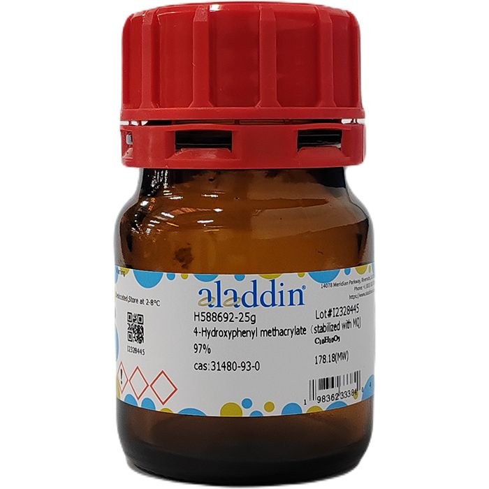 4-Hydroxyphenyl methacrylate（stabilized with MQ) - ≥97% CAS No(31480-93-0) by Aladdin Scientific