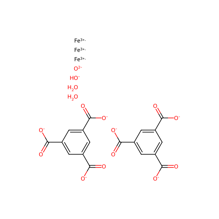 Iron(III) 1,3,5-benzenetricarboxylate hydrate - Specific surface area (BET)≥1700m2/g，Particle size 5-15um CAS No(1257379-83-1) by Aladdin Scientific