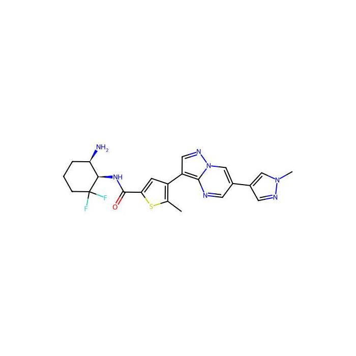 N-((1R,6R)-6-Amino-2,2-difluorocyclohexyl)-5-methyl-4-(6-(1-methyl-1H-pyrazol-4-yl)pyrazolo[1,5-a]pyrimidin-3-yl)thiophene-2-carboxamide - ≥98% CAS No(1109283-93-3) by Aladdin Scientific