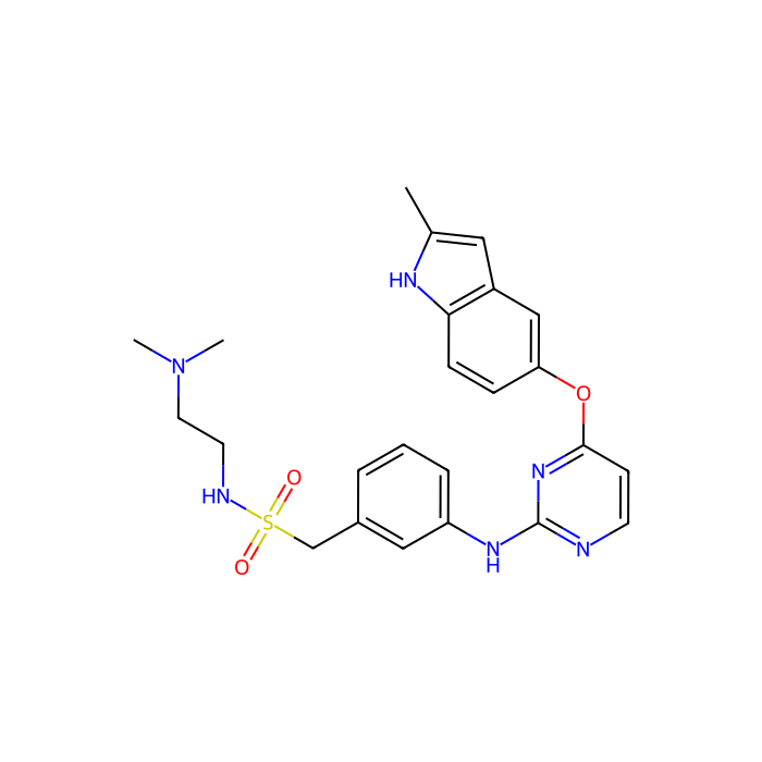 N-(2-(diMethylaMino)ethyl)-1-(3-((4-((2-Methyl-1H-indol-5-yl)oxy)pyriMidin-2-yl)aMino)phenyl)MethanesulfonaMide - Moligand™, 10mM in DMSO CAS No(1308672-74-3) by Aladdin Scientific