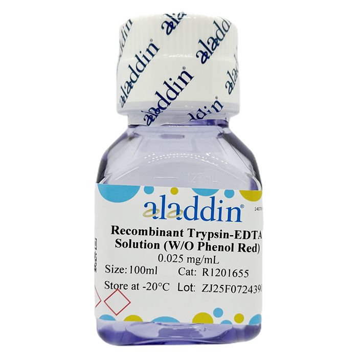 Recombinant Trypsin-EDTA Solution (W/O Phenol Red) - BioReagent, sterile, for cell culture, 0.025 mg/mL  by Aladdin Scientific