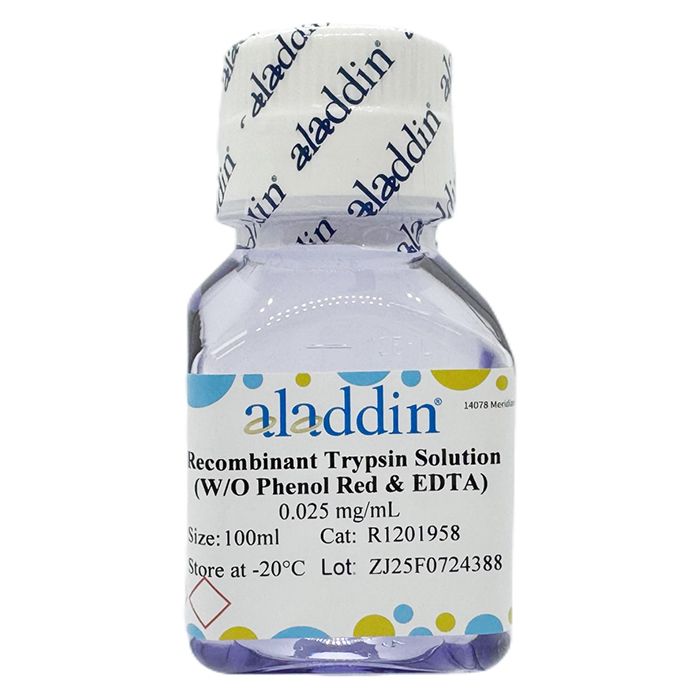 Recombinant Trypsin Solution (W/O Phenol Red & EDTA) - BioReagent, for cell culture, sterile, 0.025 mg/mL  by Aladdin Scientific