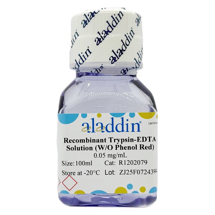 Recombinant Trypsin-EDTA Solution (W/O Phenol Red) - BioReagent, for cell culture, sterile, 0.05 mg/mL  by Aladdin Scientific