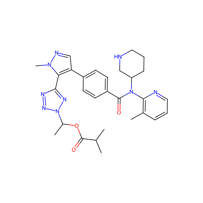 (1R)-1-[5-(1-methyl-4-{4-[(3-methylpyridin-2-yl)[(3R)-piperidin-3-yl]carbamoyl]phenyl}-1H-pyrazol-5-yl)-2H-1,2,3,4-tetrazol-2-yl]ethyl 2-methylpropanoate - ≥97% CAS No(1632250-93-1) by Aladdin Scientific