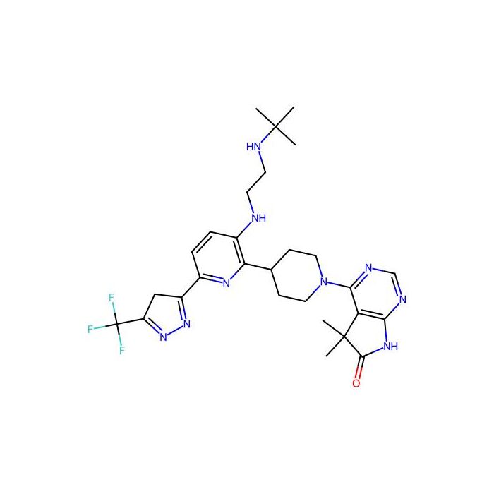4-[4-[3-[2-(tert-butylamino)ethylamino]-6-[5-(trifluoromethyl)-4H-pyrazol-3-yl]pyridin-2-yl]piperidin-1-yl]-5,5-dimethyl-7H-pyrrolo[2,3-d]pyrimidin-6-one -  CAS No(156009451) by Aladdin Scientific